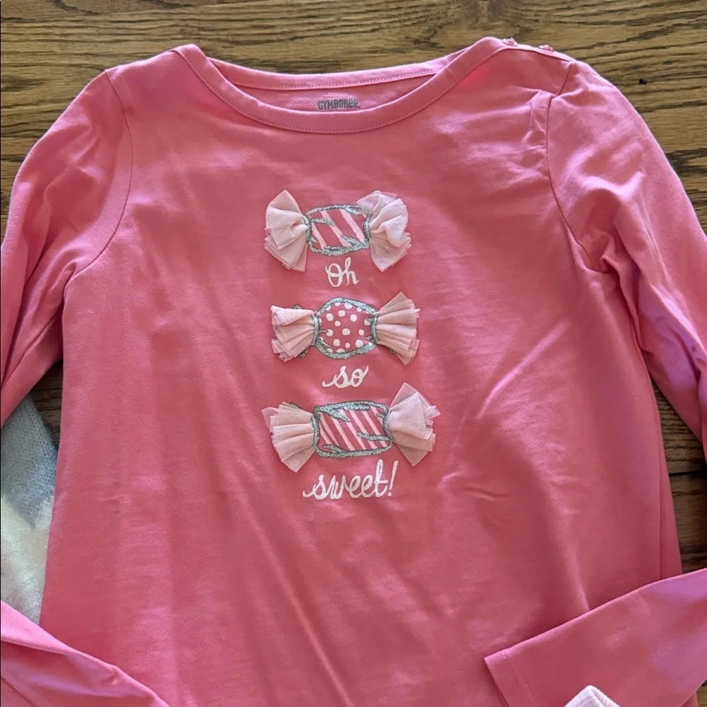 GYMBOREE long sleeved shirt, tights, sweater & tulle skirt size medium (7-8) NWT